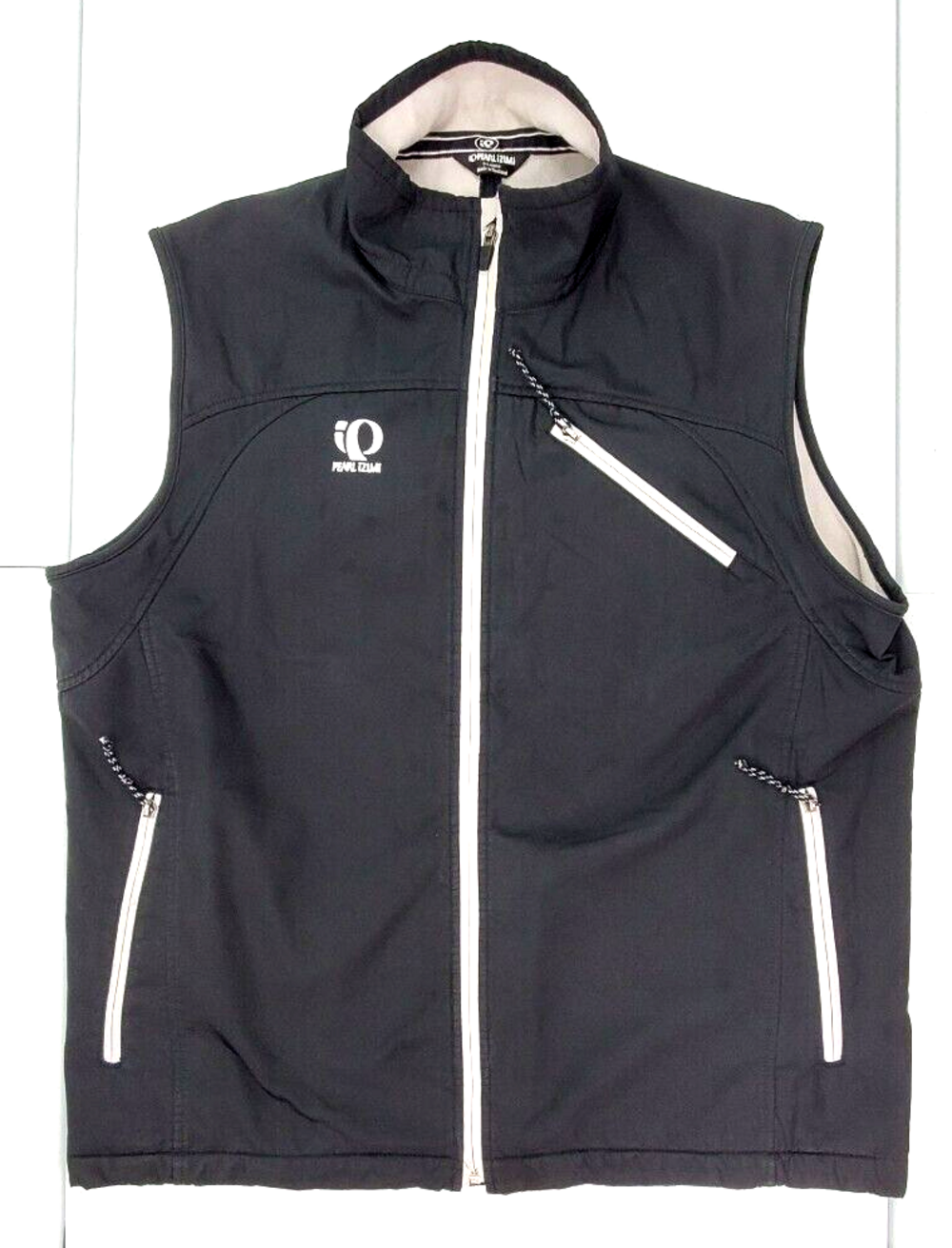 PEARL IZUMI MEN XL USED ZIPPERED CYCLING VEST WIND RESISTANT FLEECE LINED BLACK